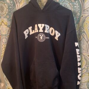 PLAYBOY Black Sweatshirt Hoodie with Iconic Branding